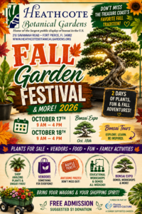 Heathcote's Fall Garden Festival 2026 October 17th and 18th 2026. Plants, education, vendors and more