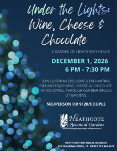 Under the Lights event at Heathcote Botanical Gardens December 1, 2026 an opportunity to enjoy garden of lights in an intimate setting prior to it being open to the general public.