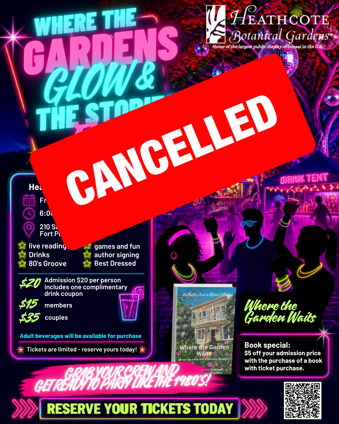 where the gardens glow 80's night is cancelled